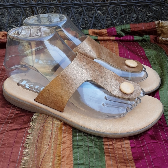 KorkEase Shoes Korks By Korkease Gold Leather Thong Sandal Poshmark